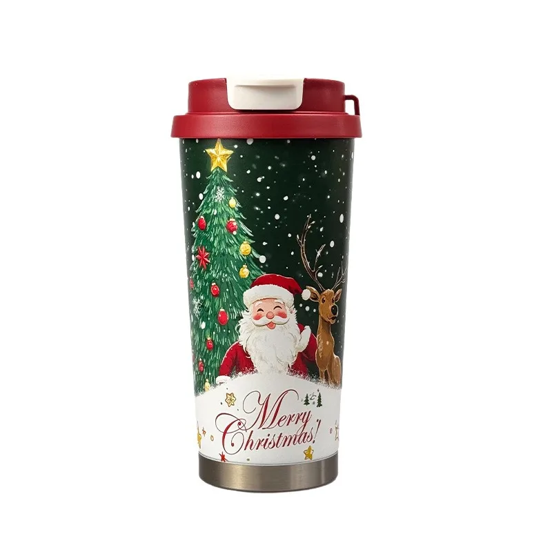Santa Claus Cartoon Thermo Cafe Coffee Mug Car Thermos Mug 500MLTravel Thermo Cup for Tea Water Coffee Christmas Gifts
