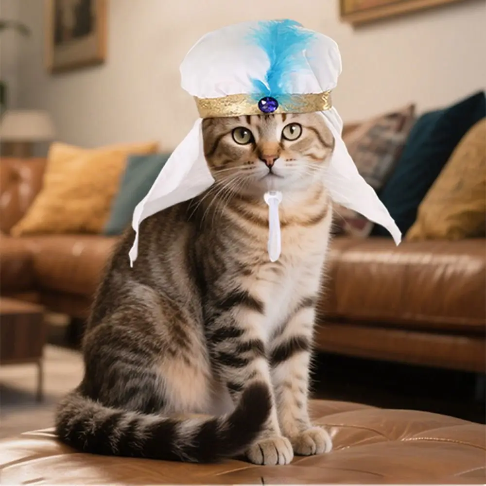 Divertente cappello regolabile per animali domestici dell'Arabia Saudita, parasole, morbido cappello decorativo per gatti, copricapo per animali alla moda, celebrazione di compleanno