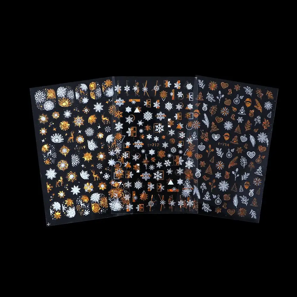 Decoraciones autoadhesivas para decoración de uñas, pegatina holográfica de copo de nieve para uñas, calcomanías para uñas DIY, pegatinas navideñas para uñas, pegatinas láser