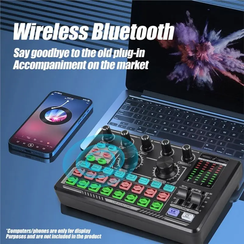AT82-D996 Audio Mixer Built-In Bluetooth Noise Cancellation Live Sound Card Effects And Studio Voice Changer Equipment