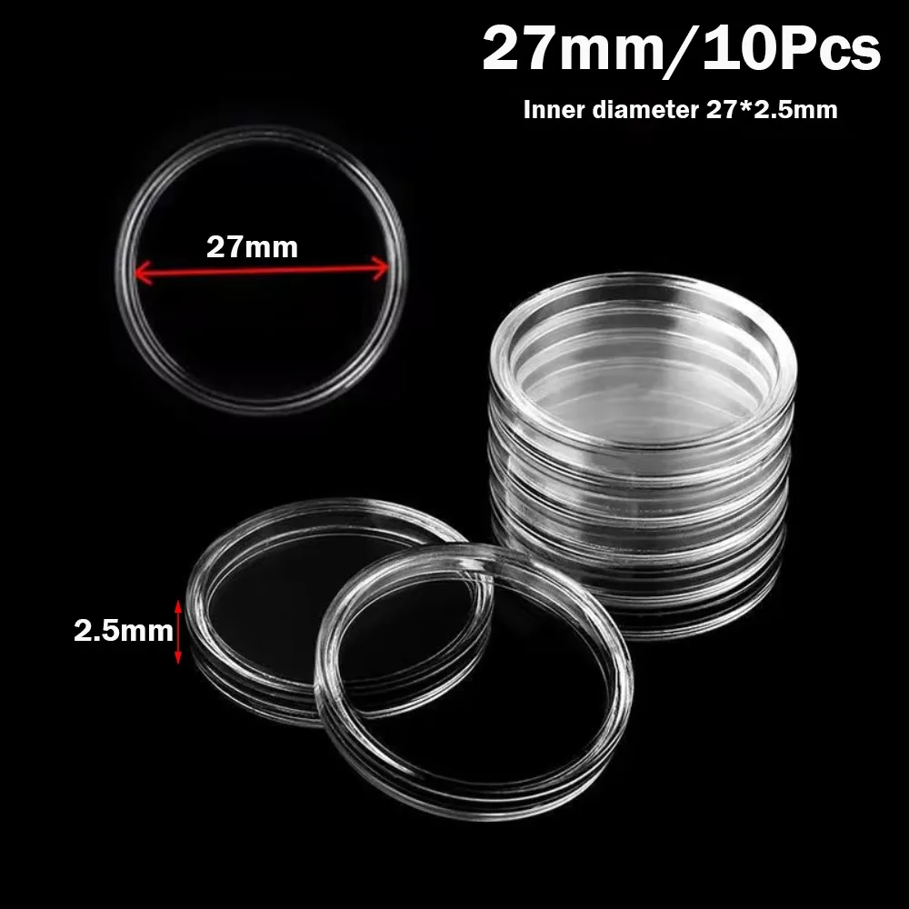 10PCS Klar Kunststoff Coinning Kapseln Acryl Münze Kapsel Münzfach Coinning Fällen Halter Schutz Coinning Lagerung Box