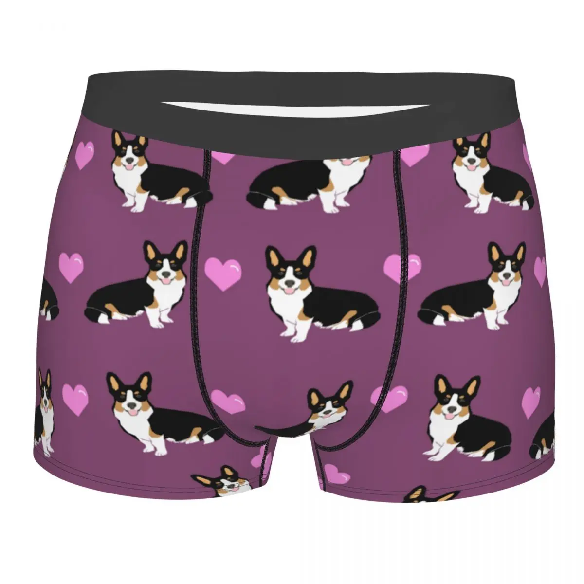 

Мужские трусы-боксеры Tricolored Corgi Dog Hearts, мягкое нижнее белье с животными, мужские забавные шорты