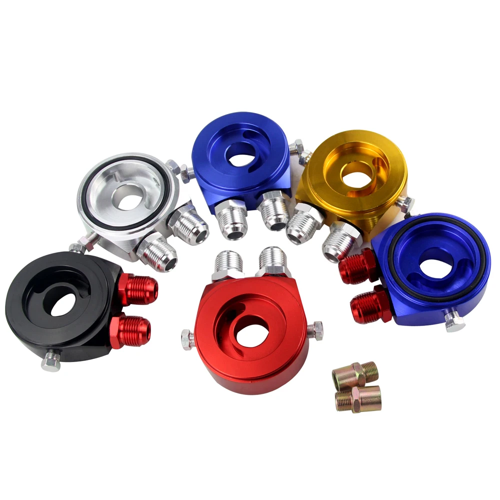WLR RACING - Universal Aluminum AN10 Sandwich Oil Adapter Filter Cooler Plate Kit With 3/4-16 UNF , M20 x 1.5 Fitting WLR6721