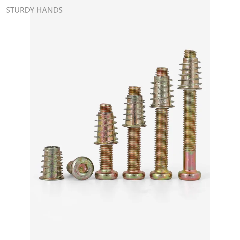 20PCS metal screw fasteners, inner and outer thread nut connectors tables chairs cabinets wooden boards embedded nuts