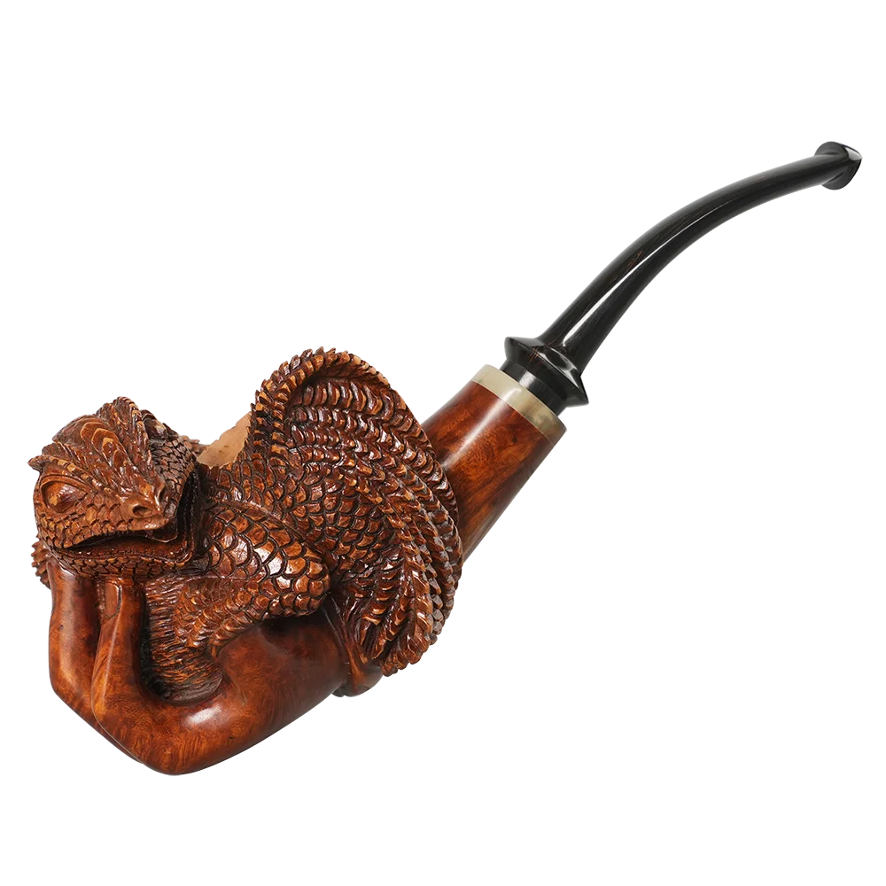 JIBILL Briarwood Tobacco Pipe Hand-carved Lizard Tobacco Pipe 3mm Pipe Channel Father\'s Day Gift Hand-held Lizard Shape