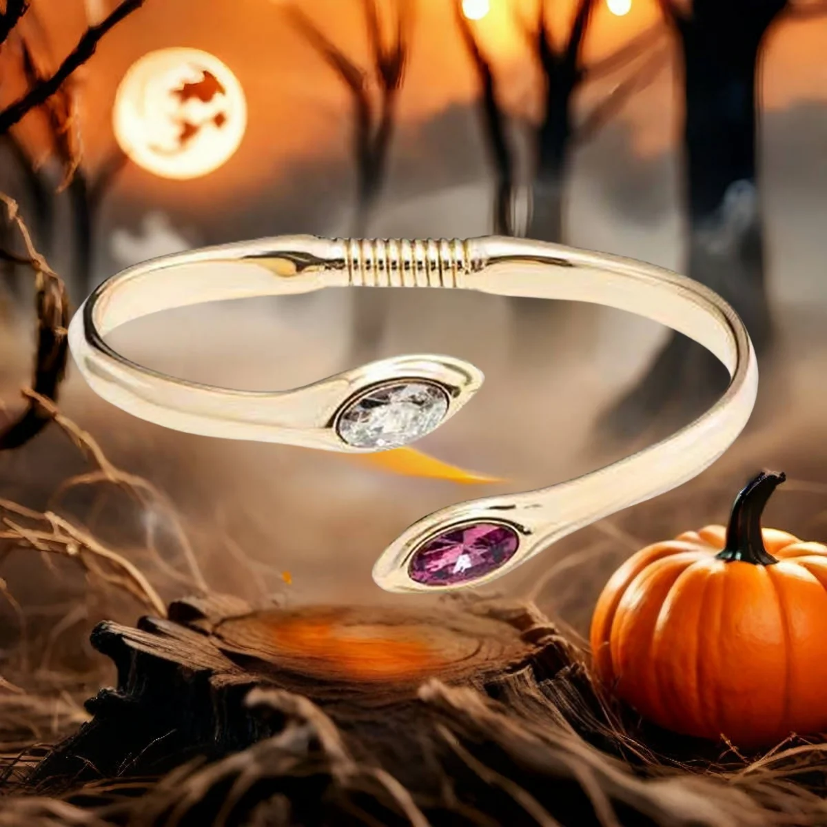 

2025 UNOde50 Original New Product Gold Unique Serpentine Opening Colored Crystal Bracelet Women's Holiday Gift