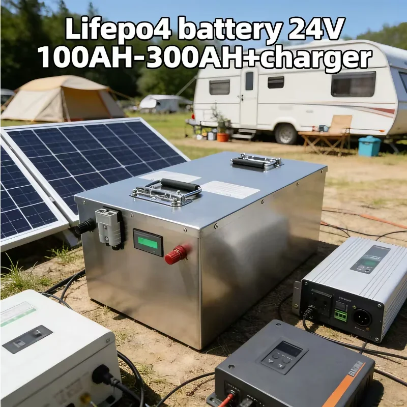 

Tax-Free 24V 100-300Ah Deep Cycle LiFePO4 Battery Bluetooth BMS Solar RV Home Boat Off-Grid