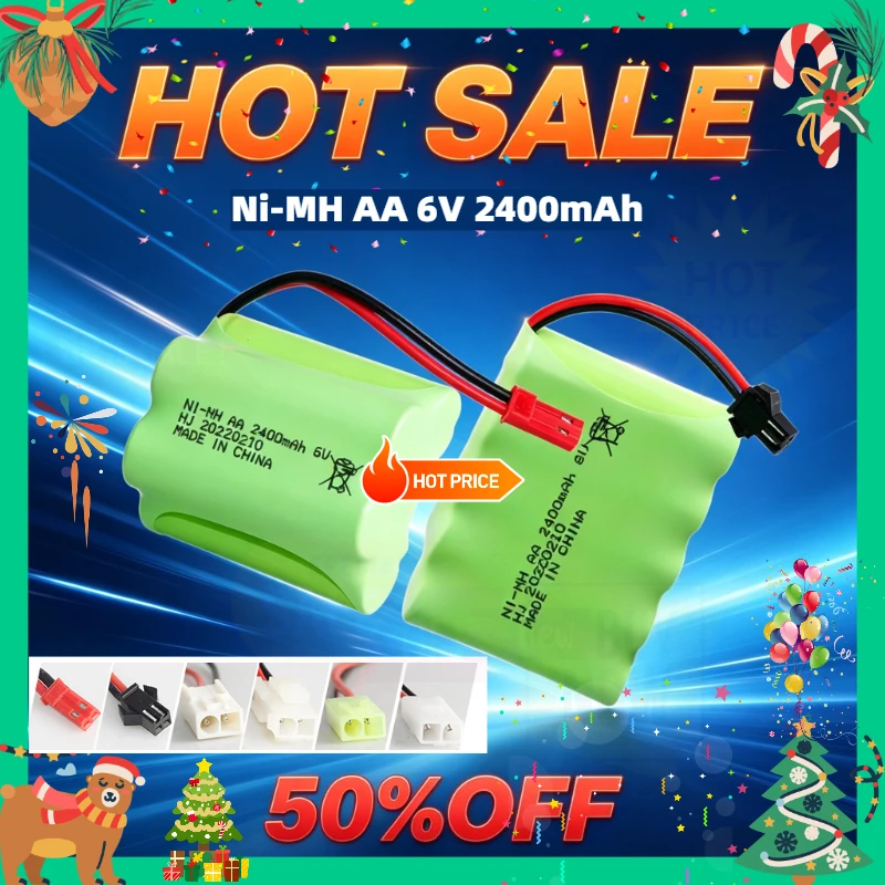 Ni-MH AA 6V 2400mAh Replacement Battery for RC Cars Boats Robots Boats Toys Rechargeable Battery Pack SM/JST/EL-2P/5559 Plug