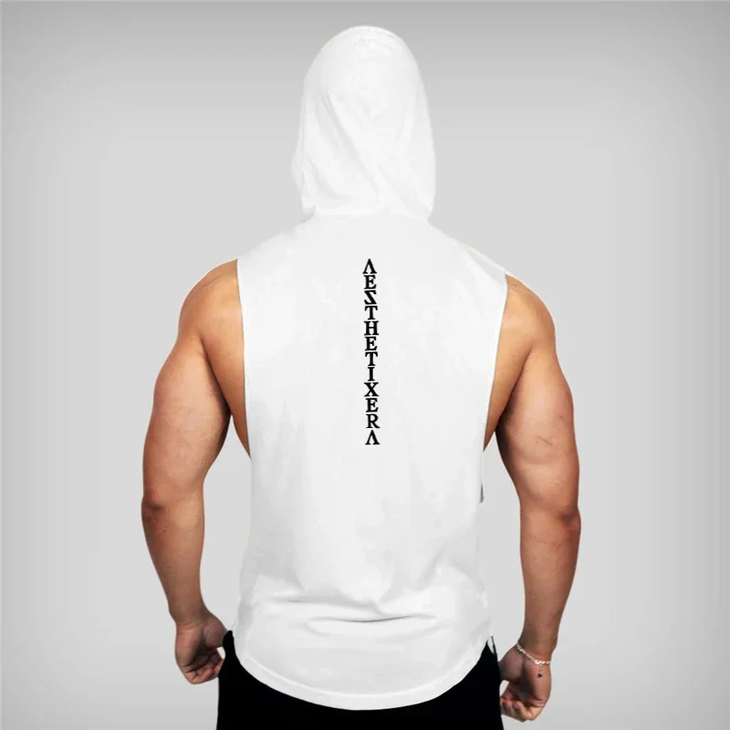 

Gym Clothing Fitness Hooded Tank Top Men Bodybuilding Stringer Tanktop Workout Singlet Sleeveless Hoodie Shirt