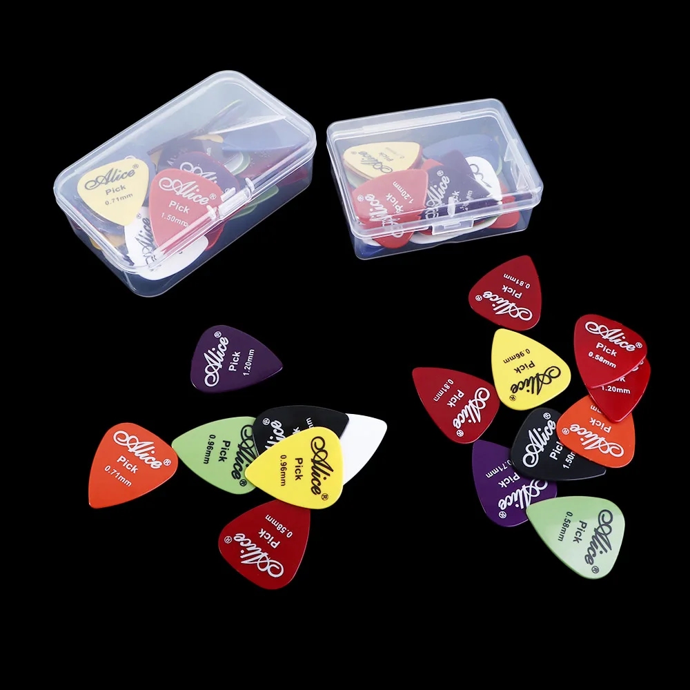 1 Box Case 30-50 Guitar Picks Alice Acoustic Electric Bass Pic Plectrum Mediator Guitar Accessories Thickness 0.58 - 1.5 mm