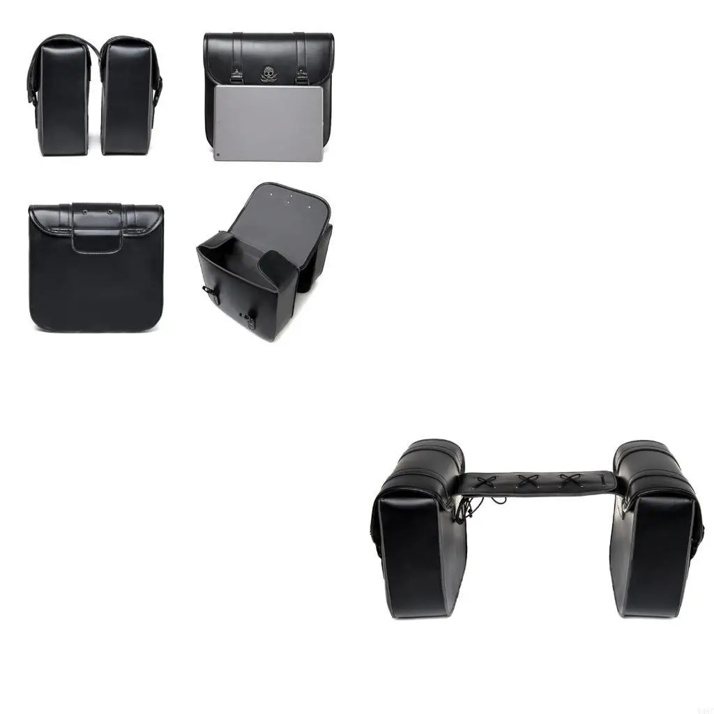 Pair Motorcycle Side Pouches Waterproof Scratch Resistant Bag with Metal Buckle Closure Adjustable Strap Motorcycle Bag