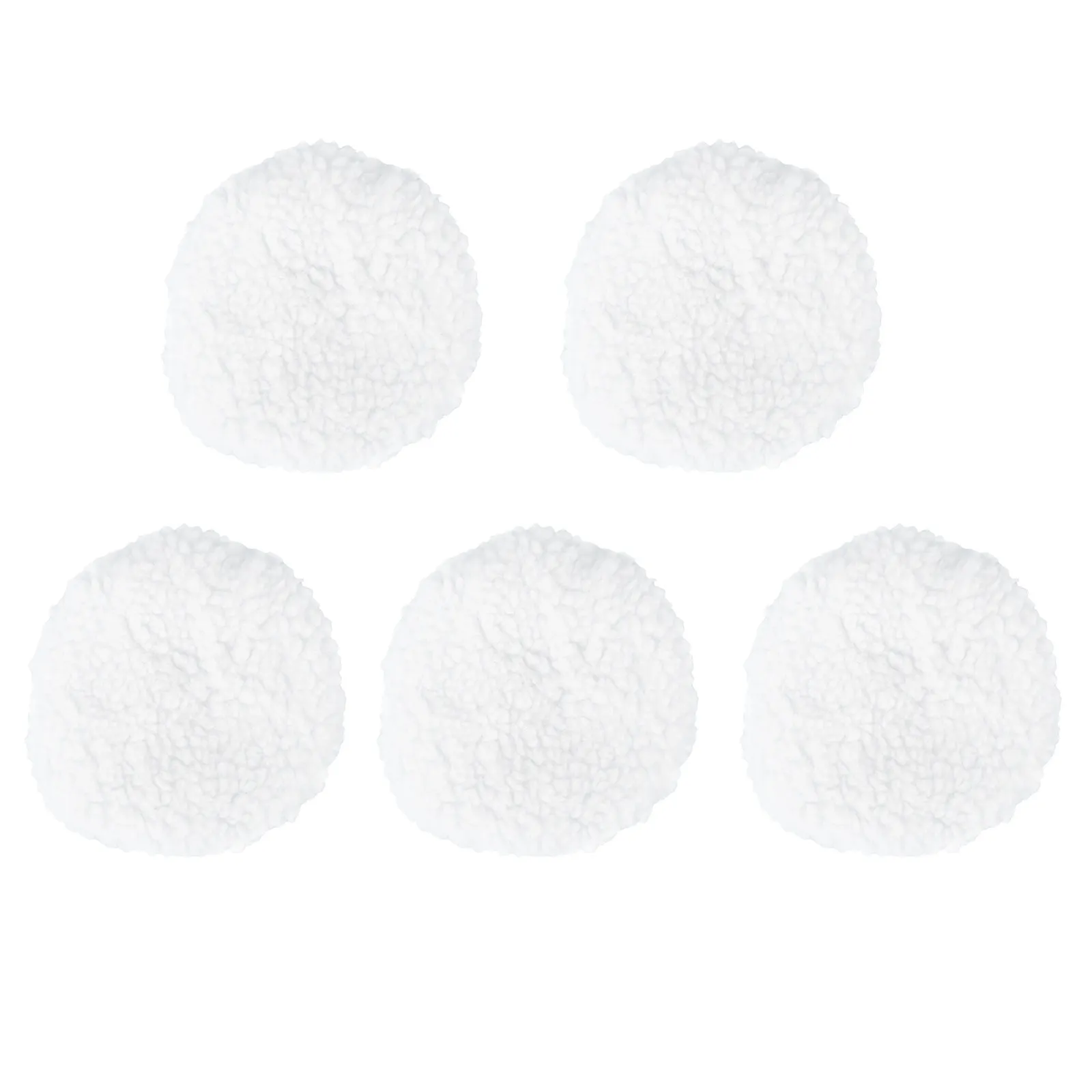 

5Pcs Lambswool Polishing Bonnets Pads for Car Waxing Buffing Shine Enhancement 5-6 Inch White Wool Blend Detailing Accessories