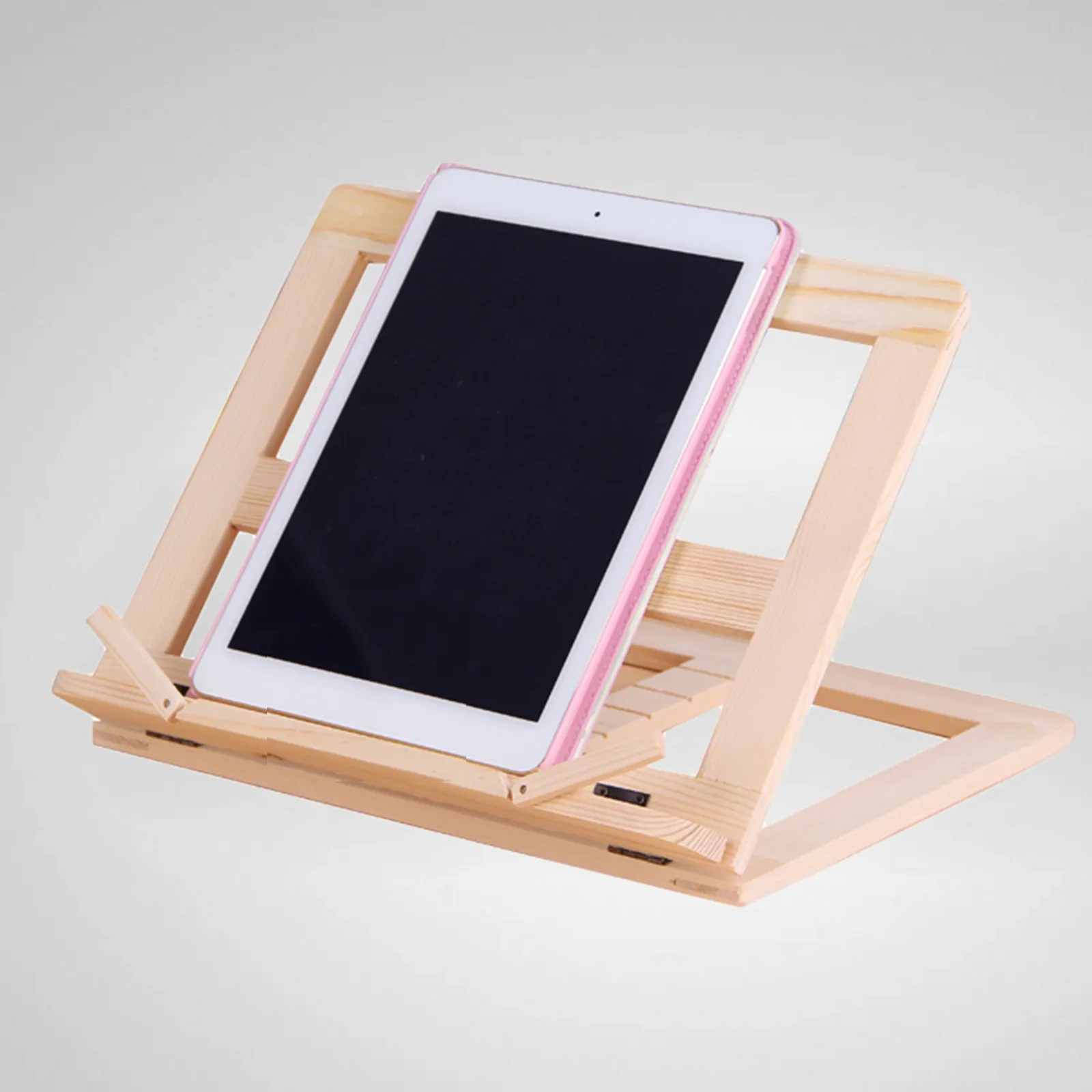 Foldable Adjustable Portable Book Holder Stand for Desktop Tablet Music Score Book Reading Lightweight Sturdy Wood Design