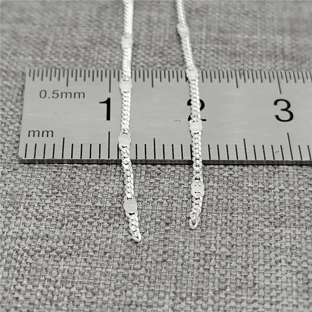 925 Sterling Silver Bulk Unfinished Curb Chains w/ Bar for Necklace Bracelet Length about 100cm