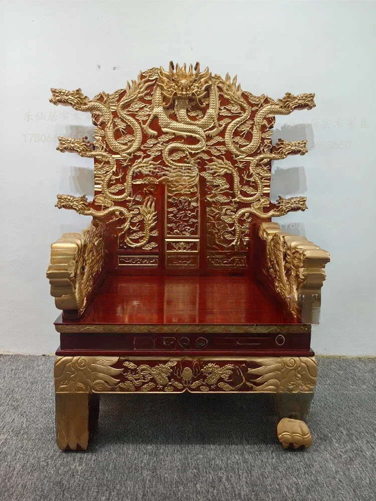 كرسي التنين العتيق العرش الخشب الصلب الإمبراطور الإمبراطور السينمائي والتلفزيون الدعائم شاشة كولون ماستر دارما