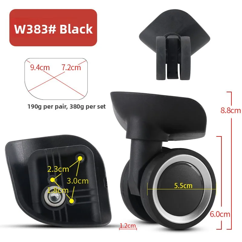 Universal W383 Business Travel Quiet Smooth Rolling Luggage Wheels Replacement Accessories for Suitcase Wear-resistant Casters