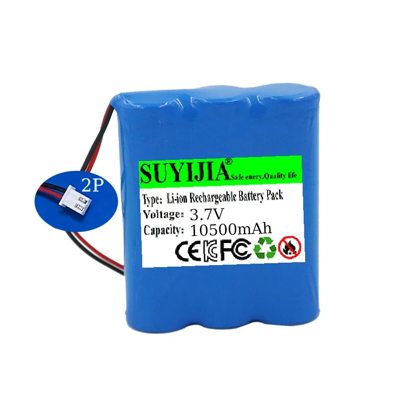 

1S3P18650 3.7V 10200mAh Li-ion rechargeable battery pack for power tool air pump LED lamp battery XH2.54 or SM plug Built-in BMS