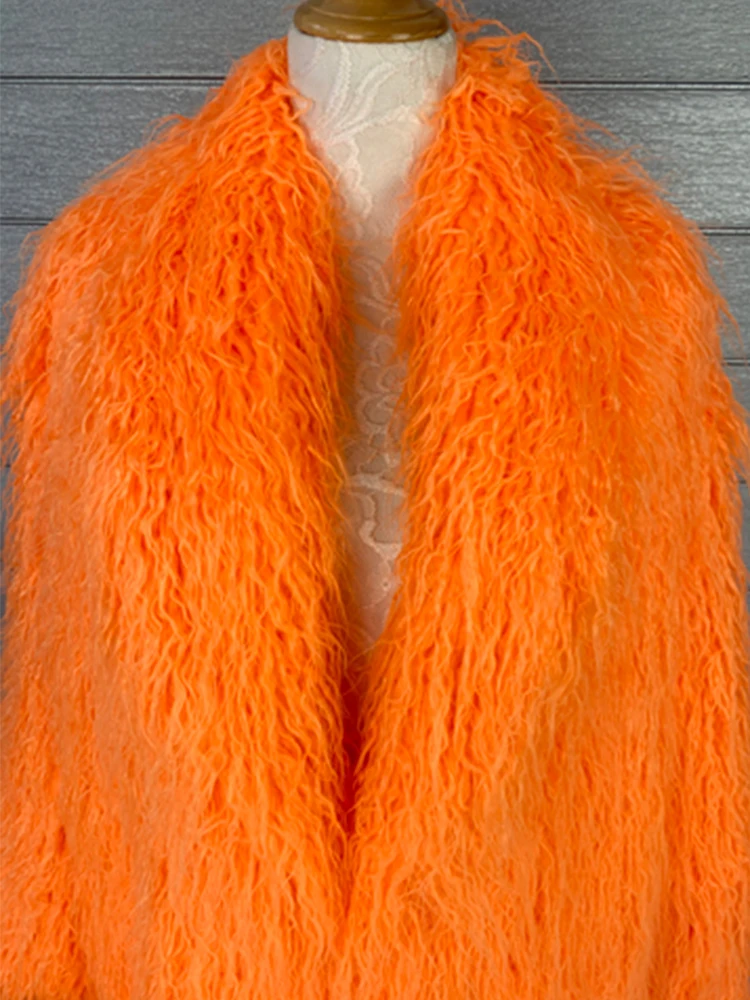 Lautaro-Manteau en Fausse Fourrure pour Femme, Vêtements de Styliste de Luxe, Streetwear Long, Shaggy, Hpronostics, Chaud et Doux, Orange, Noir, Blanc, Hiver 2022