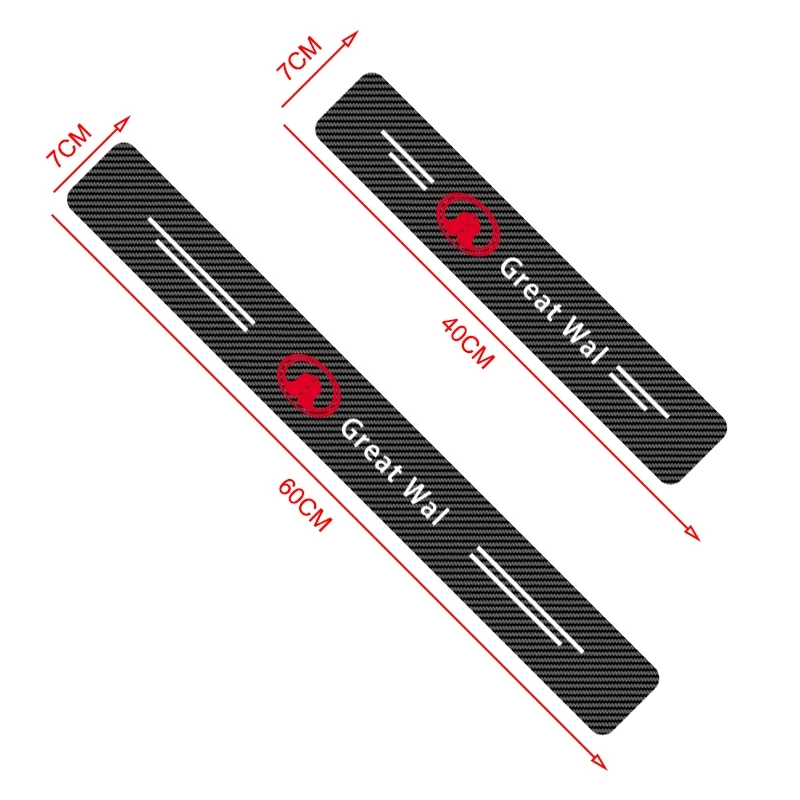 4Pcs Carbon Fiber Car Sill Plate Sticker Protector Strip For Great Wall Tank 500 Voleex C10 C30 Wingle 5 Haval Hover H3 H5 GWM