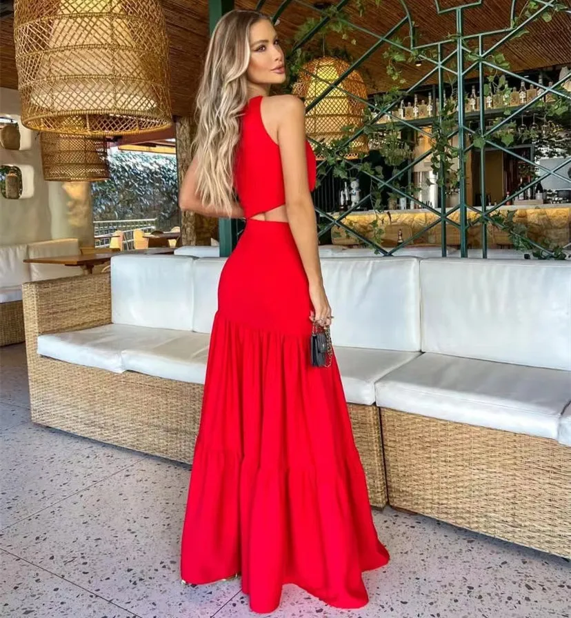 Red Prom Dresses Cutaway Sides Split A Line Women Wear Long Sexy Evening Party Formal Gowns One Shoulder Bridesmaid Dress