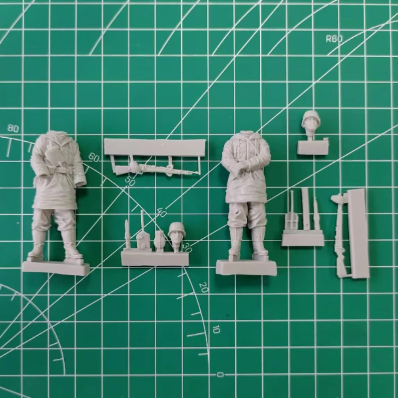 Kit de figurines en résine moulée sous pression, échelle 1/35, soldats allemands de la seconde guerre mondiale, ensemble de 2 figurines non assemblées et non peintes