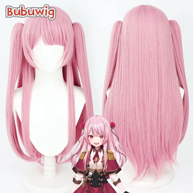 Bubuwig pelo sintético Rosemi Lovelock pelucas de Cosplay Virtual YouTuber Rosemi Lovelock 75cm de largo peluca de cola de caballo rosa resistente al calor