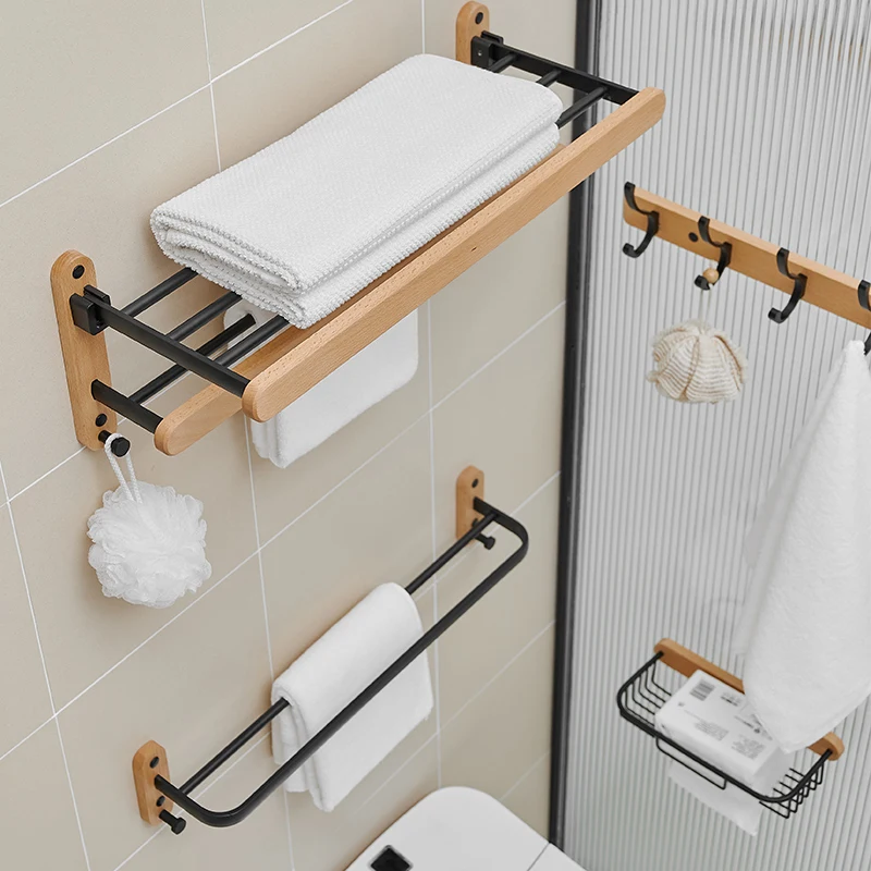 Space aluminum towel rack, bathroom storage rack, no punching