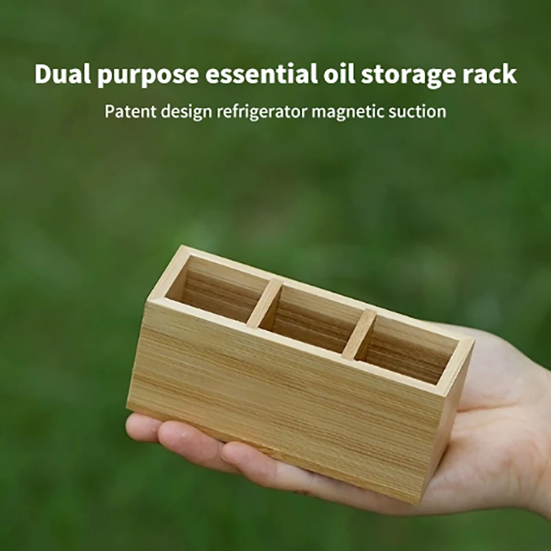 1Pcs 3 Grids Essential Oil Bamboo Display Stand 6 Hole Storage Rack Smooth For Oils Perfume Bottle Magnetic Display Holder