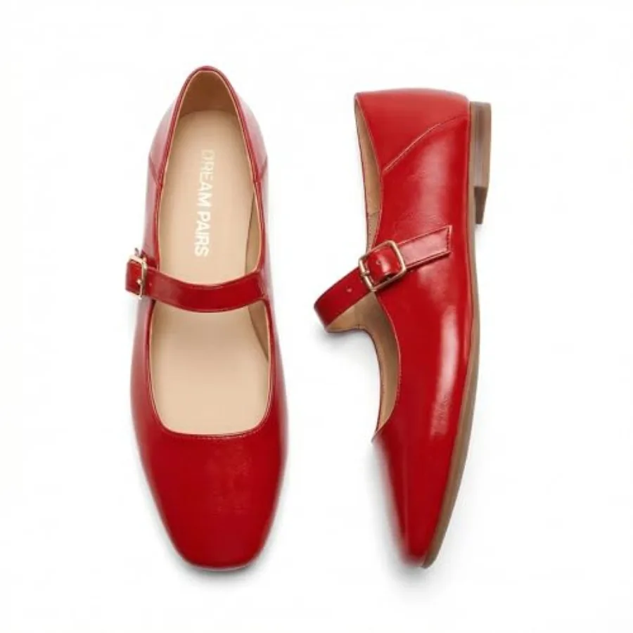 

DREAM PAIRS Women's Flats Square Toe Mary Jane Flats Comfortable Casual Dress Shoes Ballet Flats with Buckle Strap Casual Work