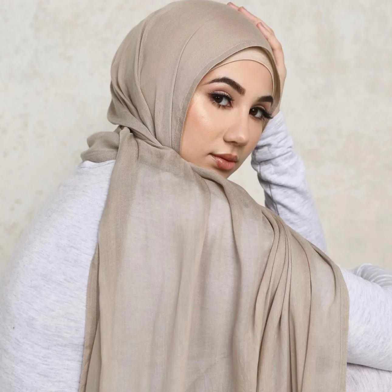 2 Piece Set Hijab Matching Undercap Modal Cotton Scarf with Matching Underscarf Shawls Scarves Head Scarf Headwraps for Women