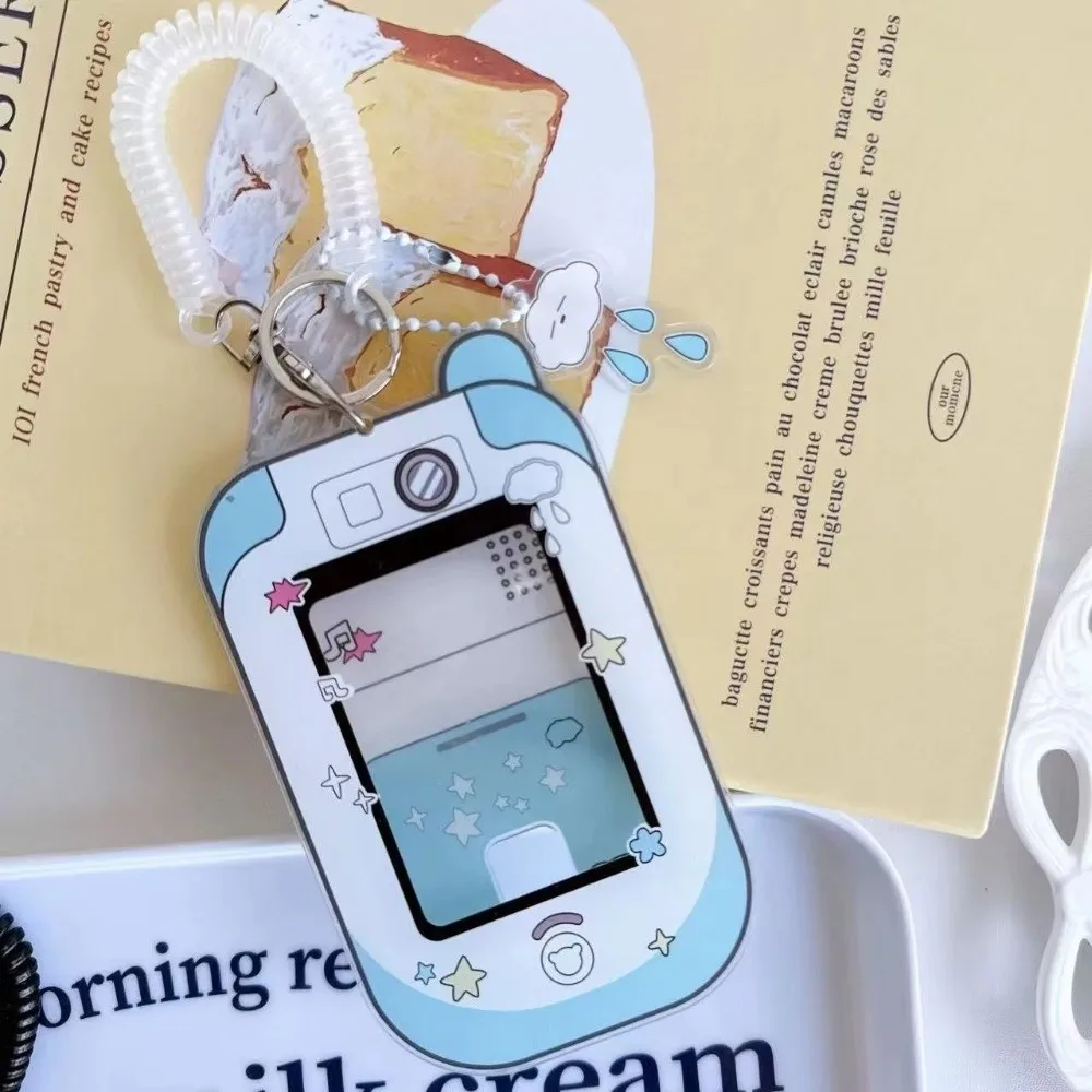 Transparent Acrylic Card Holder 3 Inch Keychain Pendant Photo Card Holder Mobile Shape Kawaii ID Badge Holder