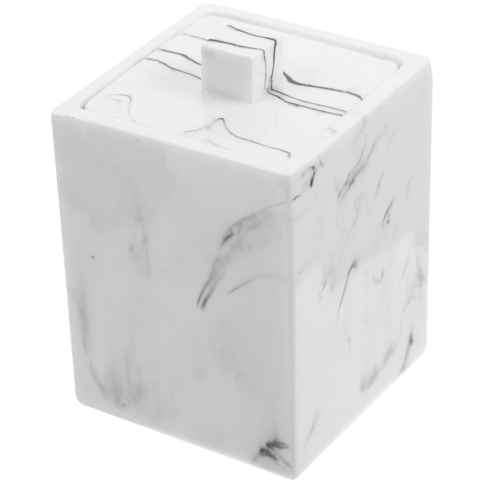

Marble Cotton Swab Boxes Resin Storage White Travel Case Portable Toothpick Containers Small Tool Boxes Bath Bedroom Office