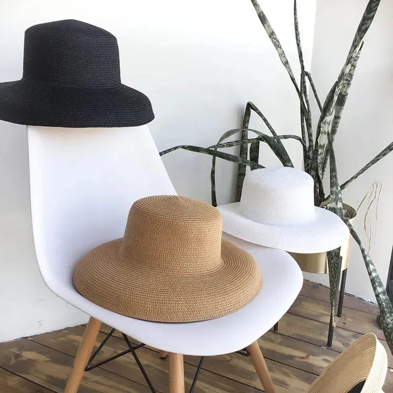 2025 New Audrey Hepburn straw hat sunken modelling tool bell-shaped big brim hat vintage high pretend bility tourist beach ★ ★ ★