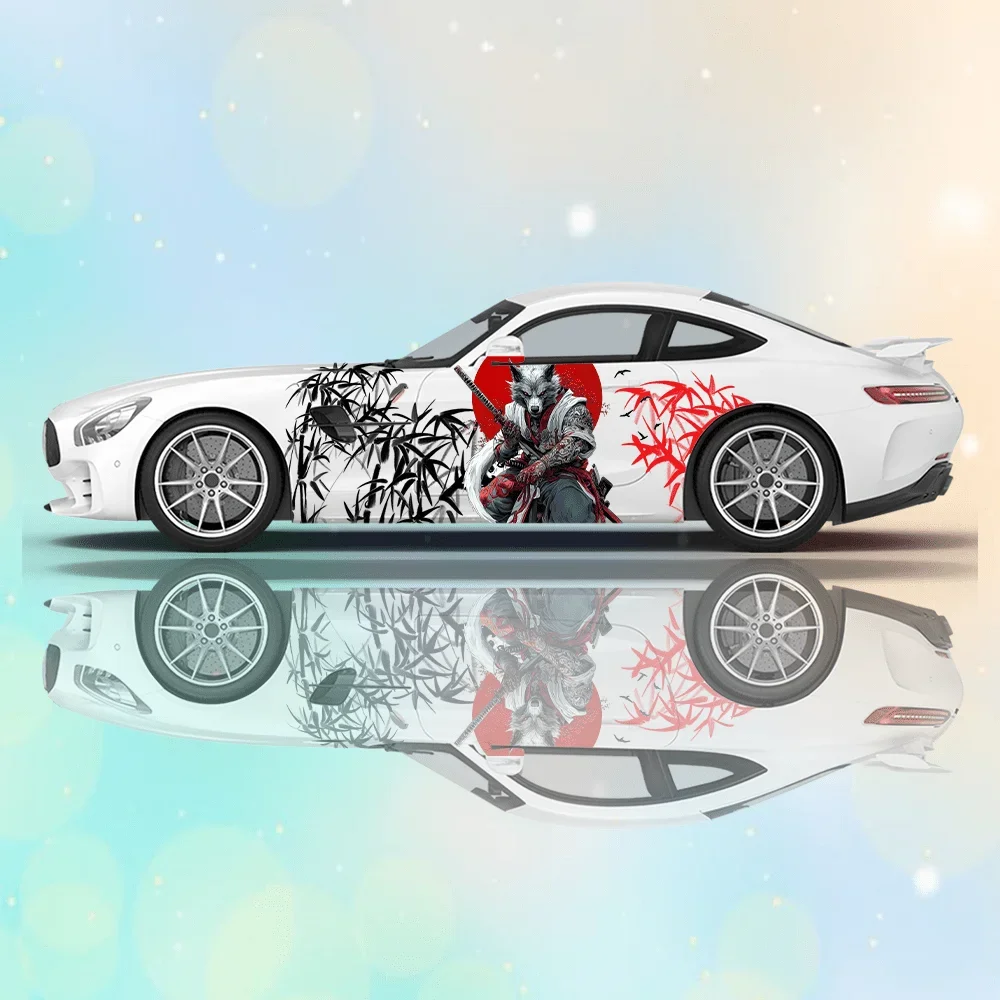 

Wolf Warrior Bamboo Flower Car Vinyl Wraps Decal Self-adhesive PVC Sticker Suitable for Trucks SUV Decor Auto Accessories Gift