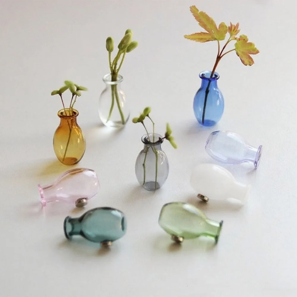 Tiny Cat Whisker Vase Holder Glass Material With Magnet for Pet Hair Storage Dollhouse Dry Flower Plant Display Refrigerator