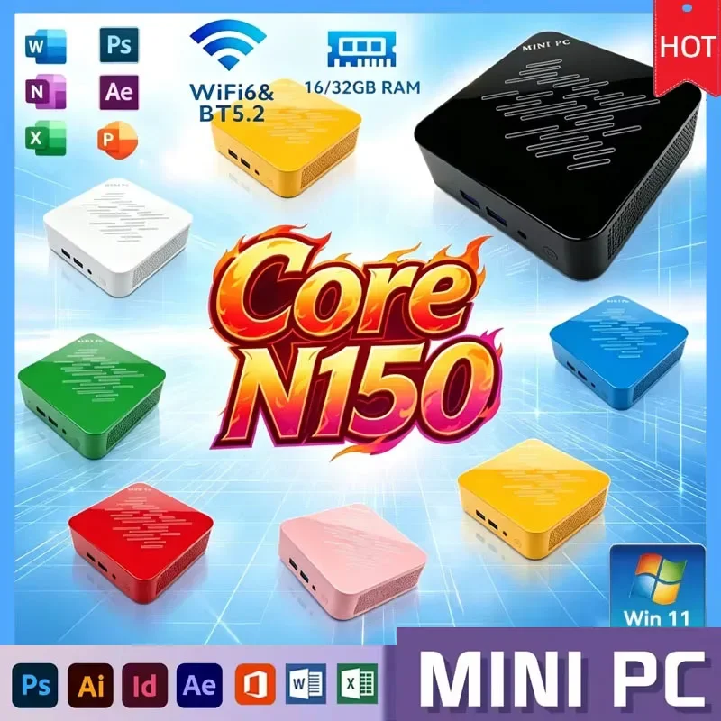 2026 NEW Intel N150 Mini PC 16GB RAM, 1TB or 2TB SSD WiFi6, Windows 11 Perfect for Desktop Office Portable Gaming