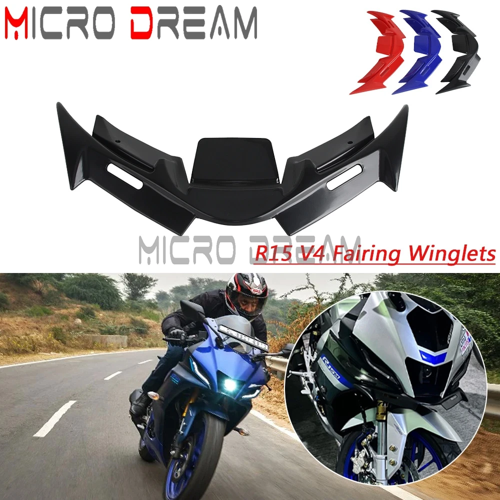 Fairing Winglet Motorcycle Front Fairing Wing Aerodynamic Panel Winglet Shell Protect Shark Fin Beak For Yamaha R15 V4 2021-2023