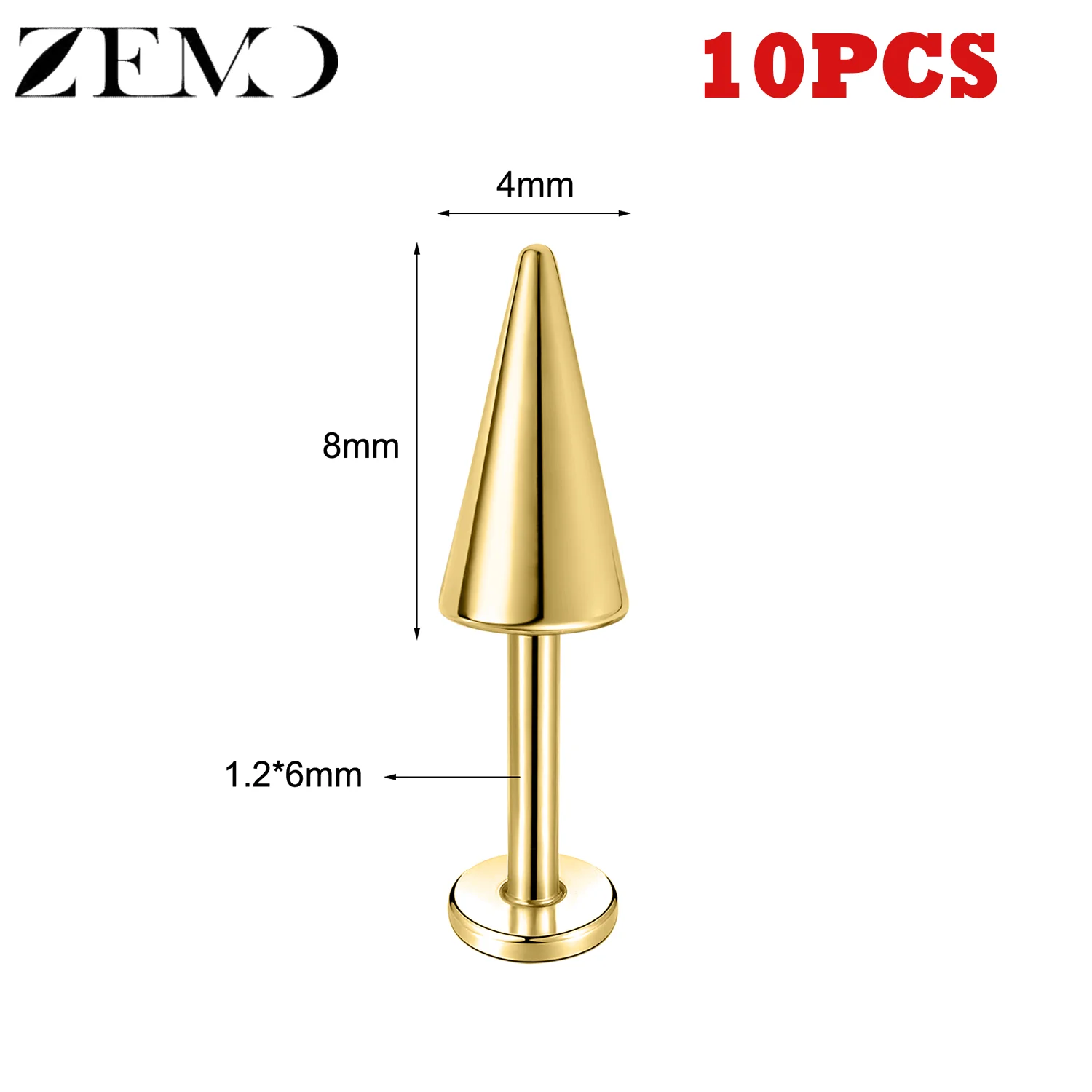 10PCS Stainless Steel Spike Labret Lip Piercing Set