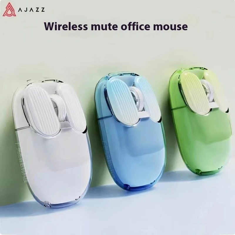 Ajazz Mouse I069 Transparent Wireless Bluetooth Dual Mode Rgb Luminous Mouse Business Office Laptop Desktop Universal Shark X11