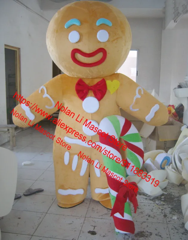 Cutest High Quality EVA Material Helmet Gingerbread Man Mascot Costume Cartoon Set Birthday Party Masquerade Adult Size 900