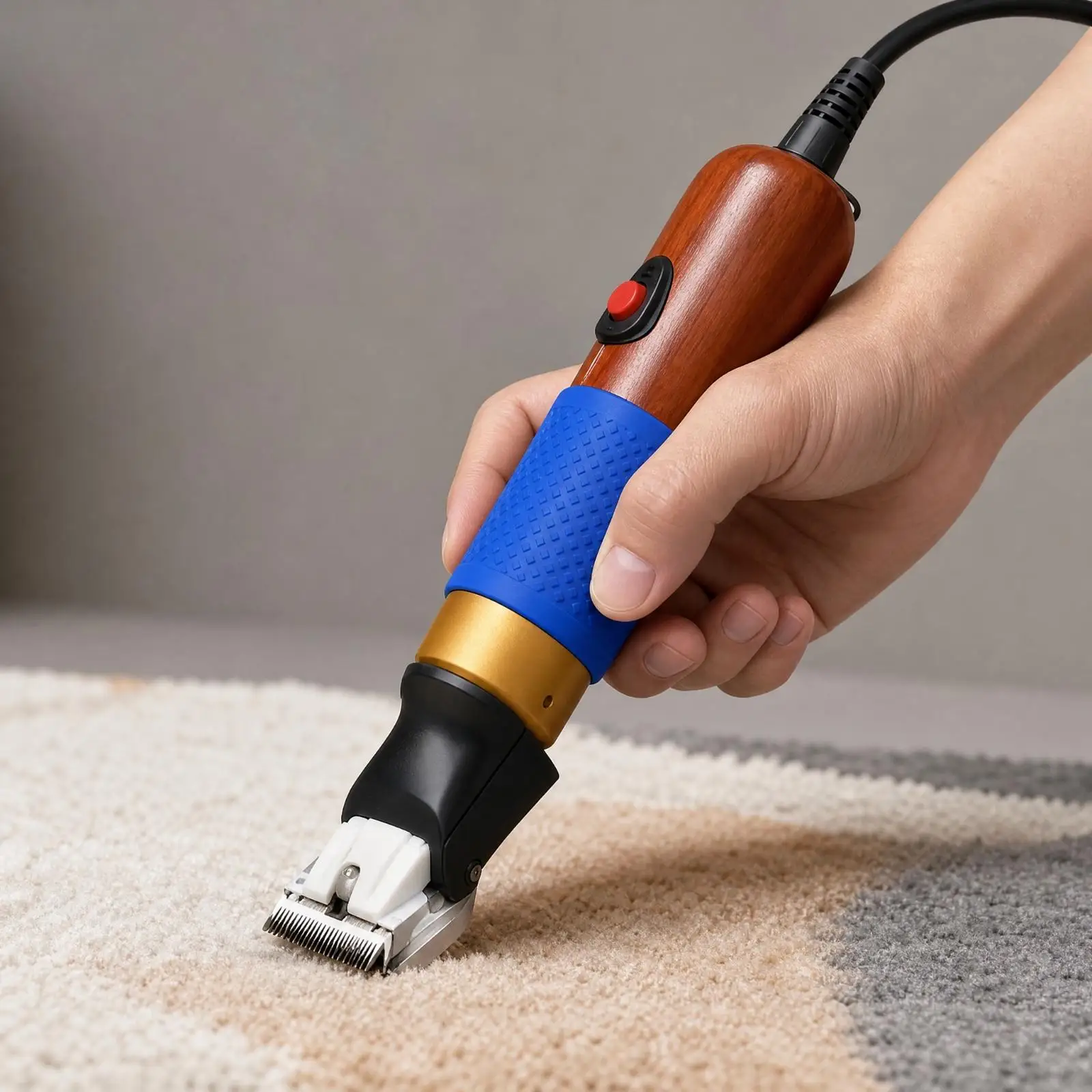 200W Carpet Trimming Machine for Rug Surface Finishing with Guard Combs and Lubricant Oil for Workshop Use