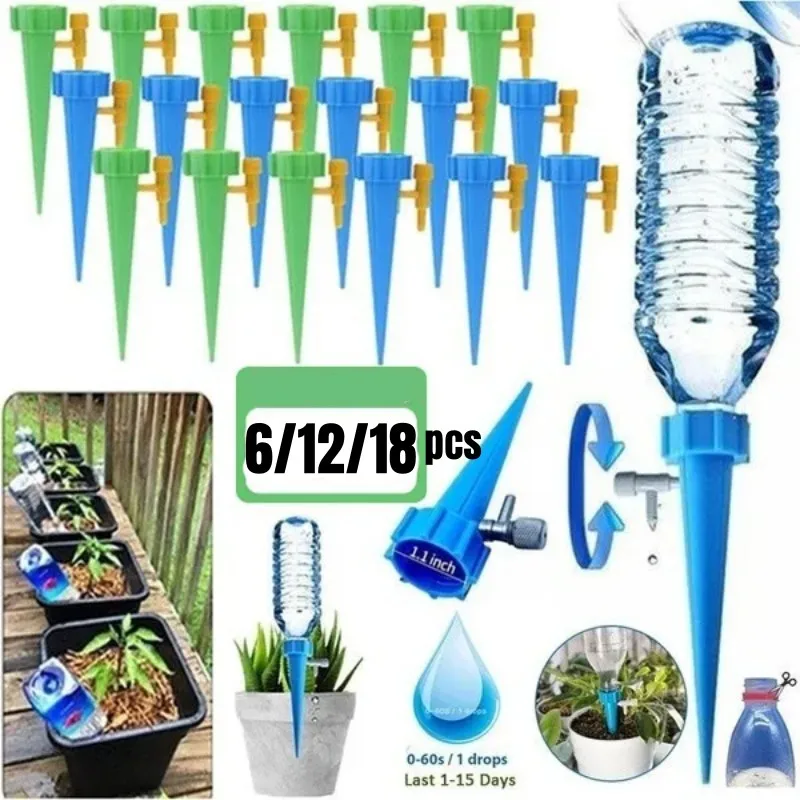 6/12/18Pcs Automatic Self Watering Spikes Drip Irrigation Waterer Plant Garden Water Creative Drip Irrigation Indoor Plant Water