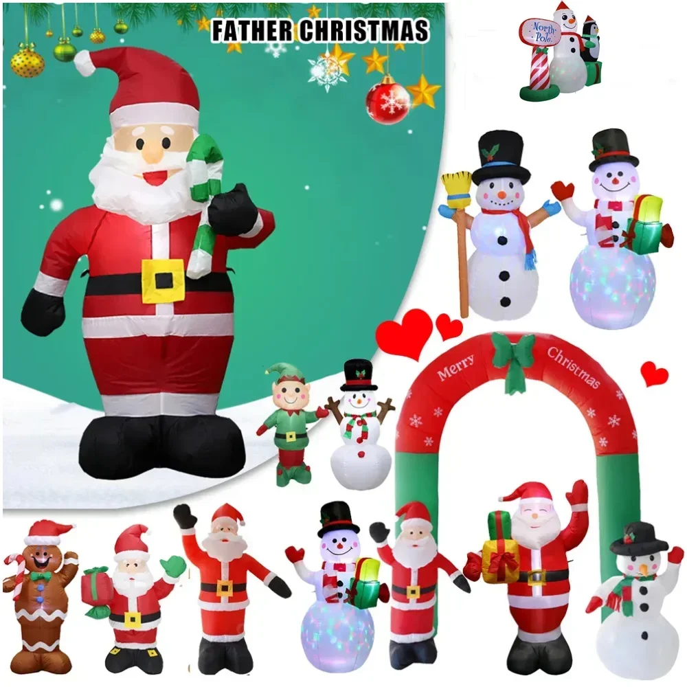 Christmas Inflatables Glowing Snowman Penguins Santa Claus with Built-in LED Decoration for Xmas Party Indoor Outdoor Yard