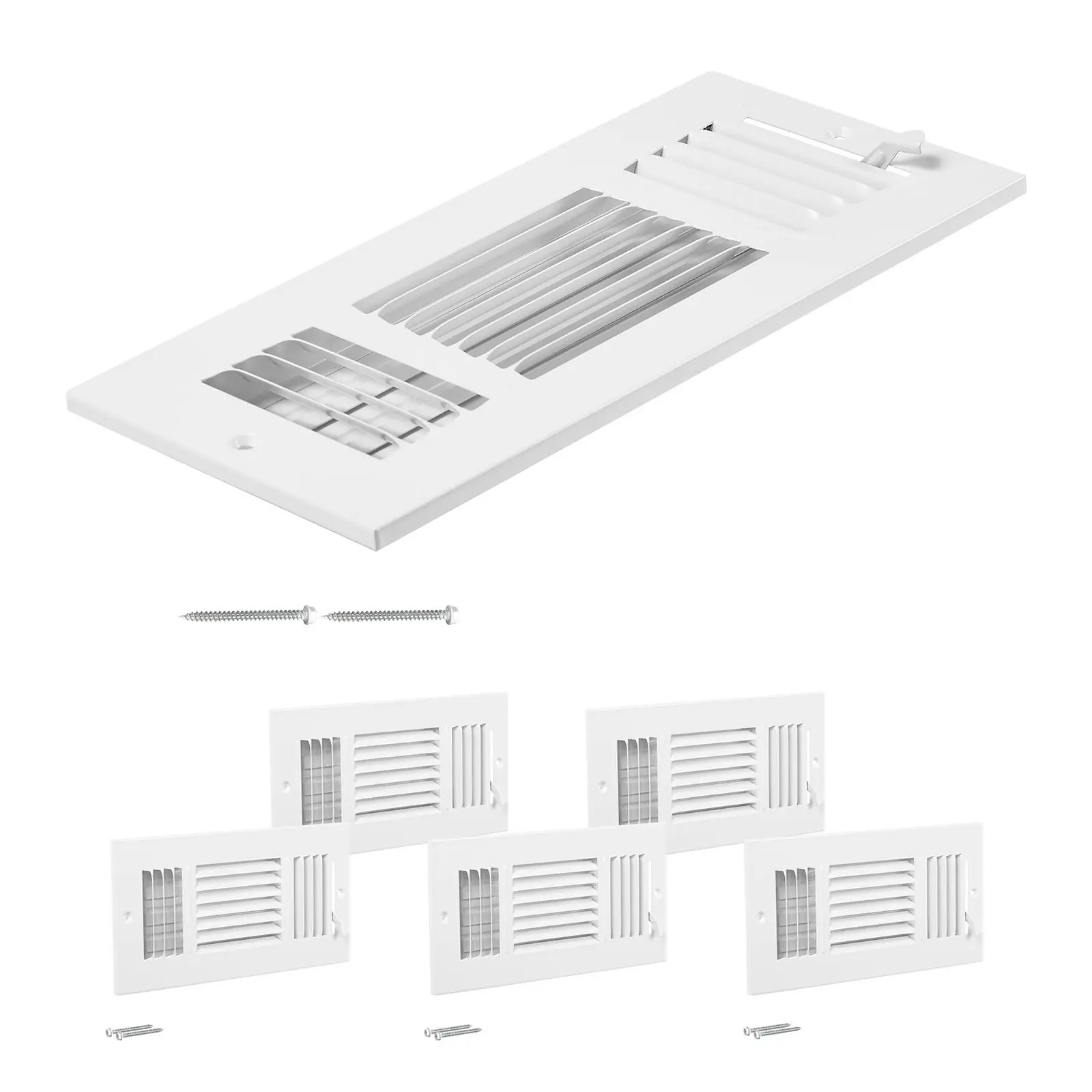 4 X 10 Inch Floor Registers, 6-Pack Floor Vents, HVAC 3-Direction Iron Vent Grilles for Home/Office Wall & Ceiling, Rustproof