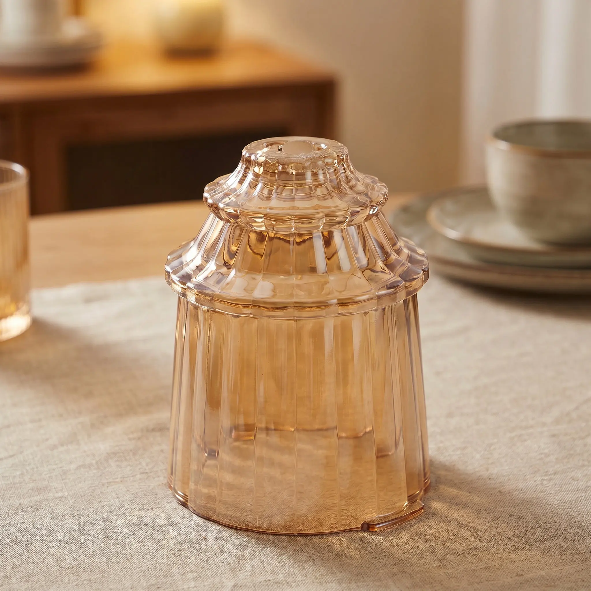 European Style Ribbed Glass Lamp Shade Vertical Stripes Bell Shape Pendant Light Fixture Cover Lampshade for Dining