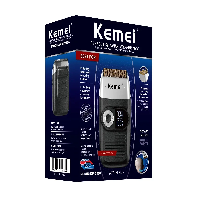 Original Kemei potente barbero Pro Afeitadora eléctrica para hombres pelo barba Afeitadora eléctrica Balds cabeza máquina de afeitar acabado desvanece