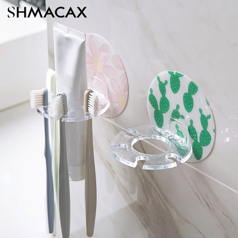 Home Creative Bathroom No Drilling, Fun Toothbrush Holder Storage, Wall-Mounted Multifunctional Tooth Holder Shaver Hook