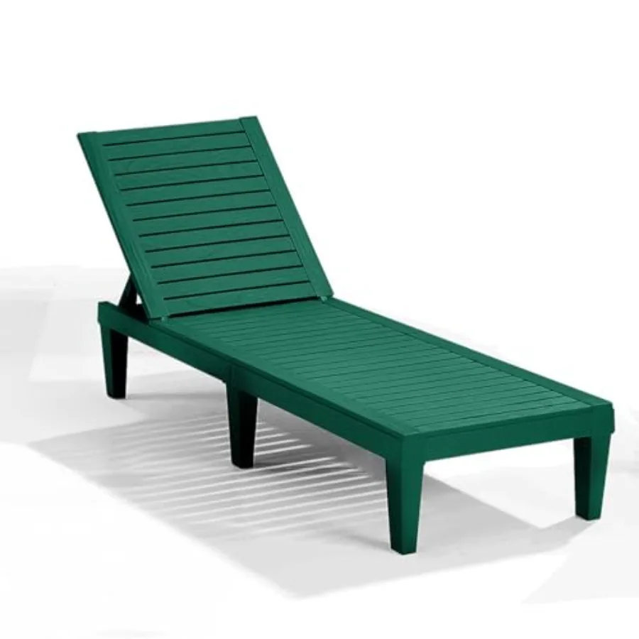 

Sun Tanning Chair - Forest Green Chaise Lounge Chair Outdoor, Lightweight Pool Lounge Chairs, Adjustable 5-Position Reclining L