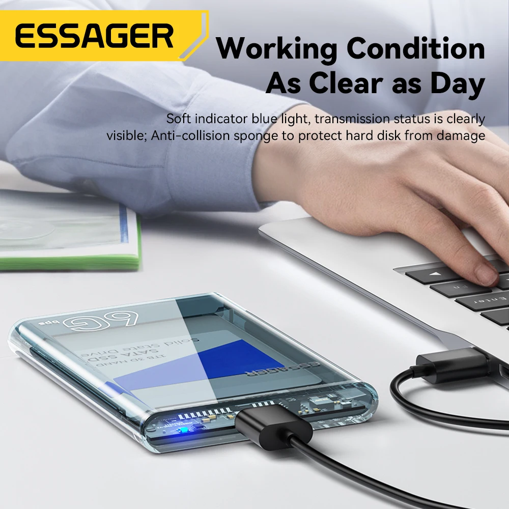 Essager 2. 5-calowy SATA Box USB3.0 SSD obudowa dysk twardy SATA 6 gb/s zewnętrzny dysk twardy Box dodatkowy kabel obudowa do twardego dysku