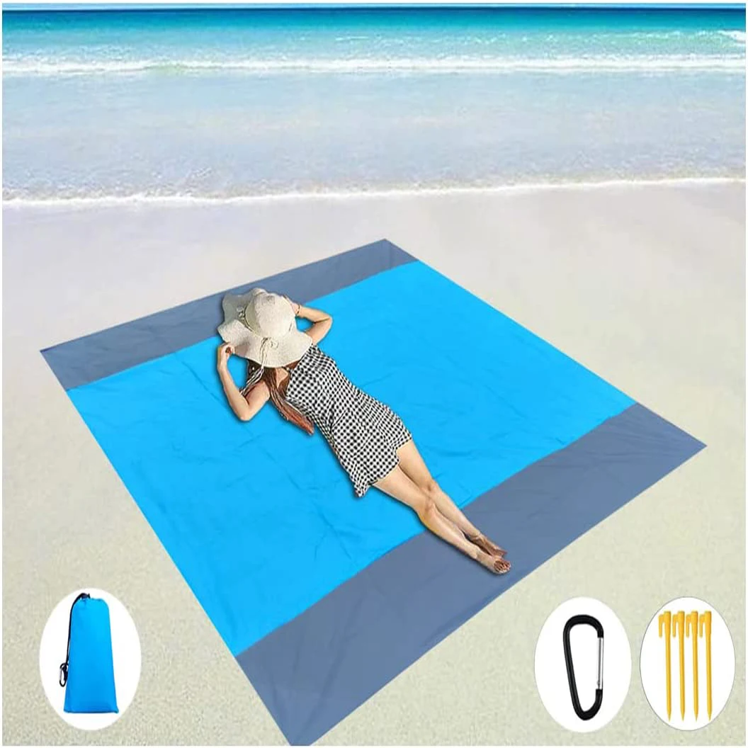 2x2.1m Outdoor Camping Mat Folding Waterproof Pocket Beach Blanket Mattress Portable Lightweight Mat Picnic Mat Sand Beach Towel